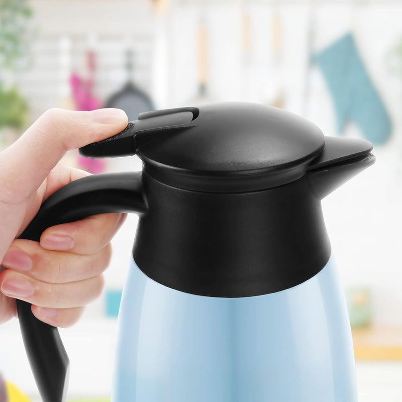 GearRoot 70oz Coffee Carafe Airpot Insulated Coffee Urn Stainless Steel Vacuum Thermal Pot Flask for Coffee, Hot Water, Tea, Hot Beverage Keep 12 Hours Hot, 24 Hours Cold, Blue - Image 4